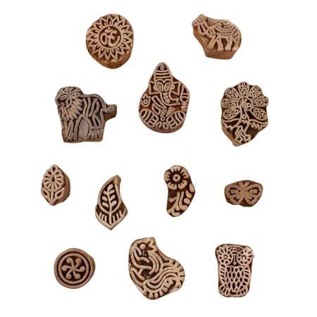 Set of 12 Piece New Mix Wooden Printing Blocks